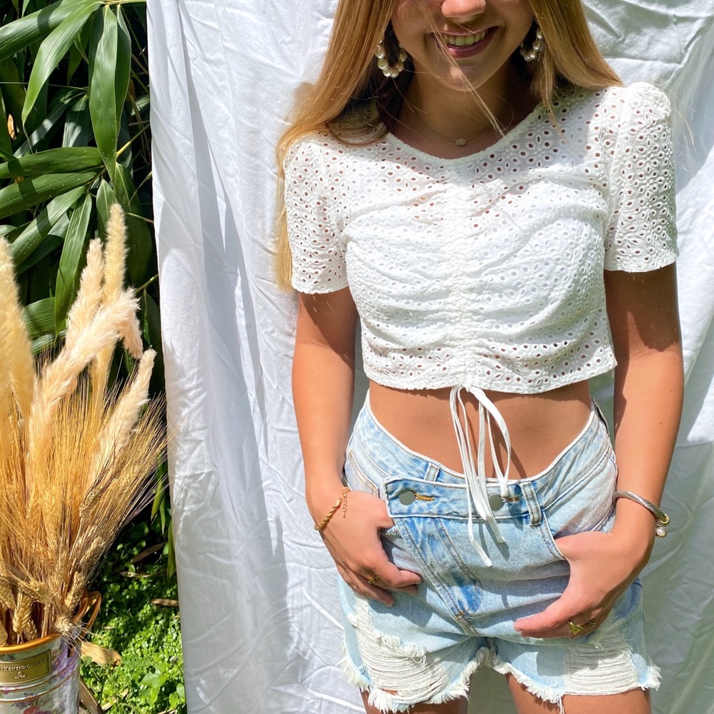Eyelet crop top